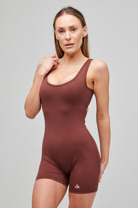 SCULPT ROMPER- BROWN