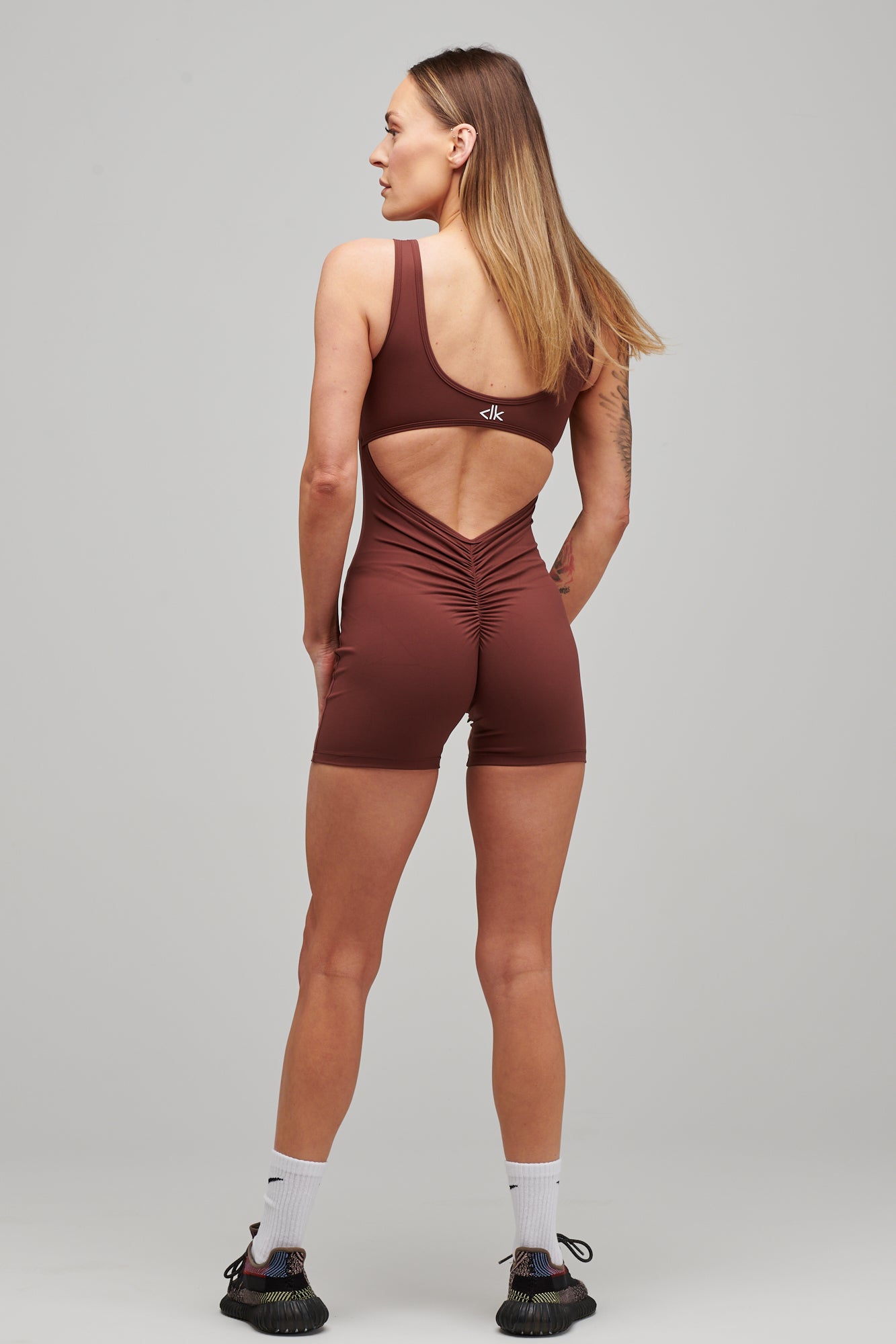 SCULPT ROMPER- BROWN